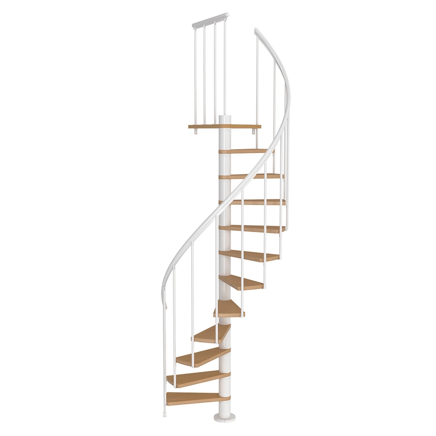 Dolle Schody spiralne Calgary 140, 11 stopni+podest, białe+buk, wys. 280,8 cm