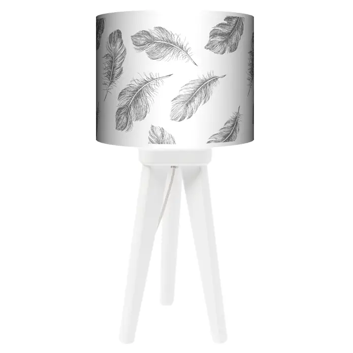 Lampa Trójnóg mała Boho szare piórka kolor podstawy do wyboru FL - wenge