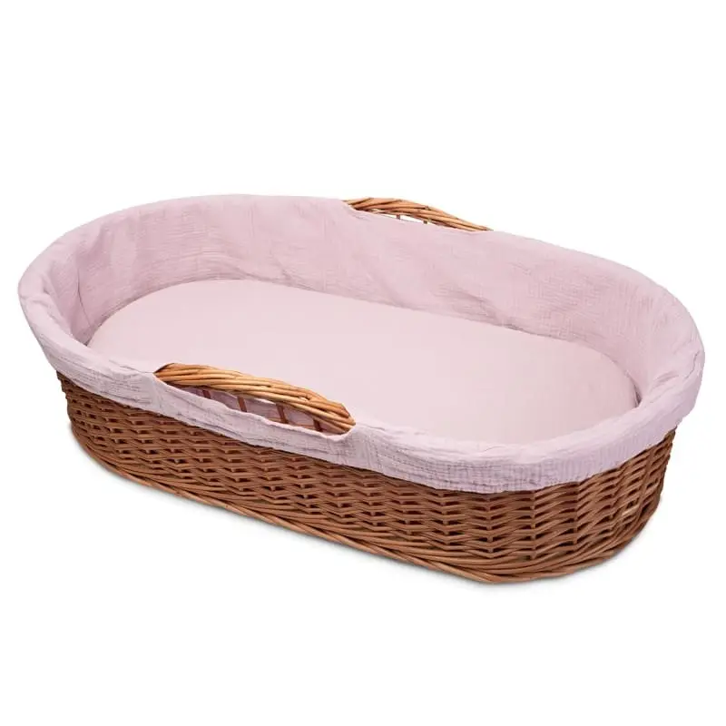Hi Little One - wiklinowy niski kosz leżaczek z materacykiem 2in1 Blush BBTB