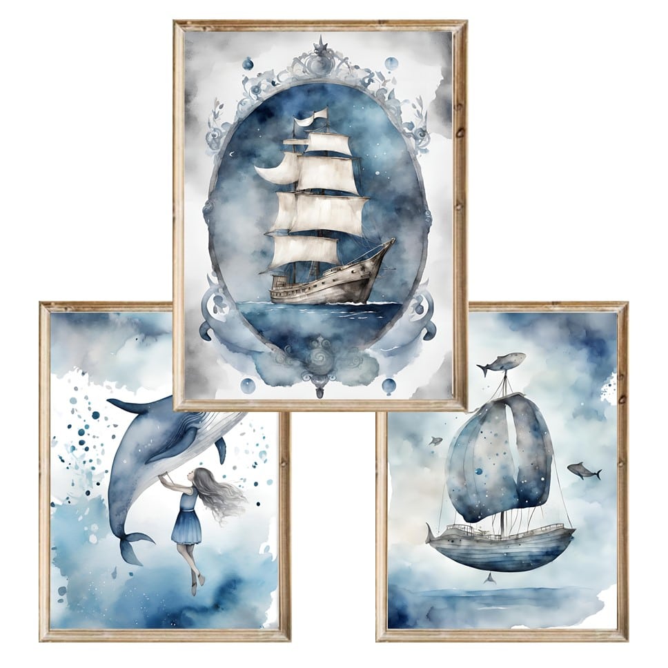 Zestaw trzech plakatów dla dzieci Magic Ocean 6 A4