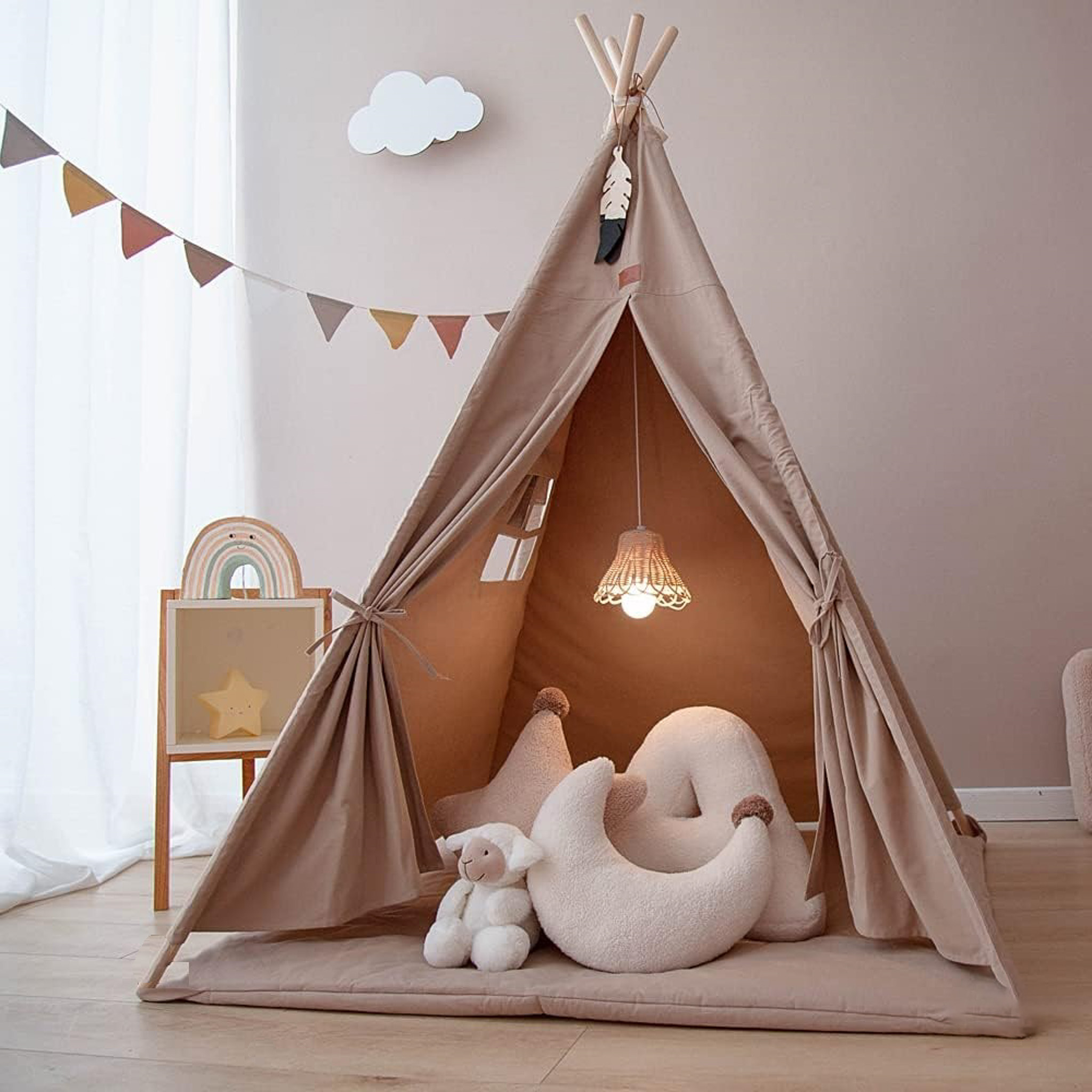 Namiot Tipi "Capuccino" z Matą dla Dzieci – Idealny na Prezent – Bajkowe Wnętrza Kids
