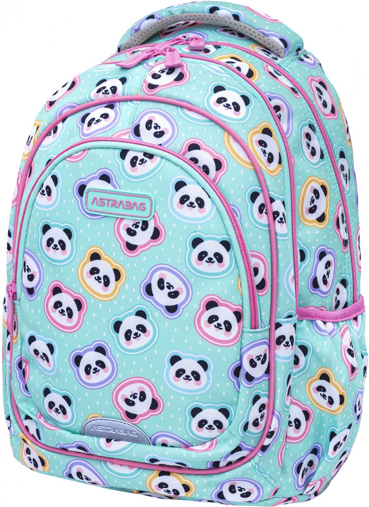 Plecak Astra Astrabag Minty Pandas AB330, trzykomorowy, 20l