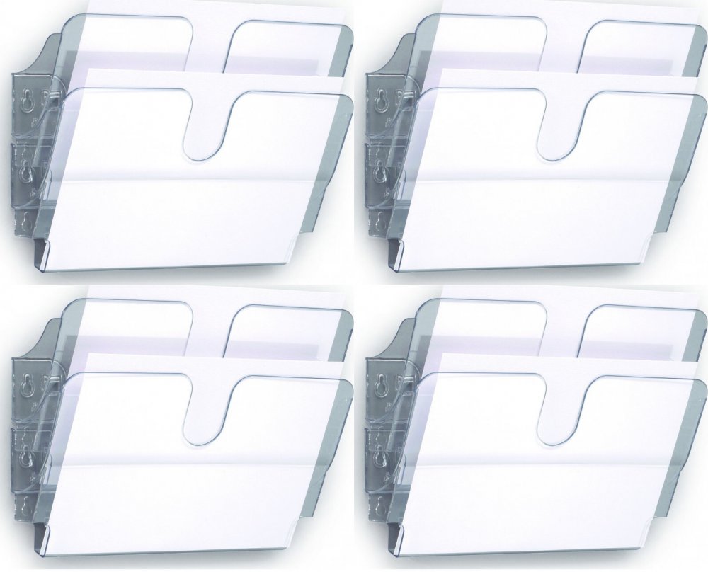 4x Pojemnik na dokumenty Durable Flexiplus, poziomy, A4, zestaw 2 sztuk, przezroczysty