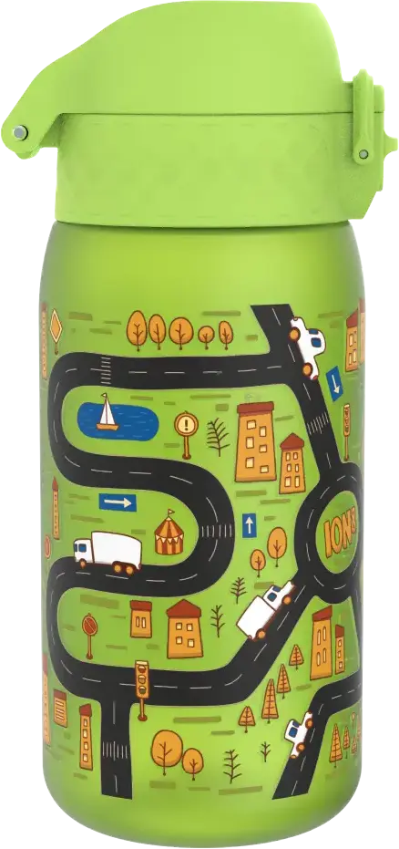 Bidon ION8 Cars, recyclon/tritan, 350ml zielony