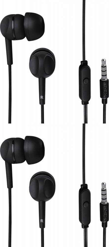 2x Słuchawki przewodowe dokanałowe Thomson EAR3005BK, z mikrofonem, czarny