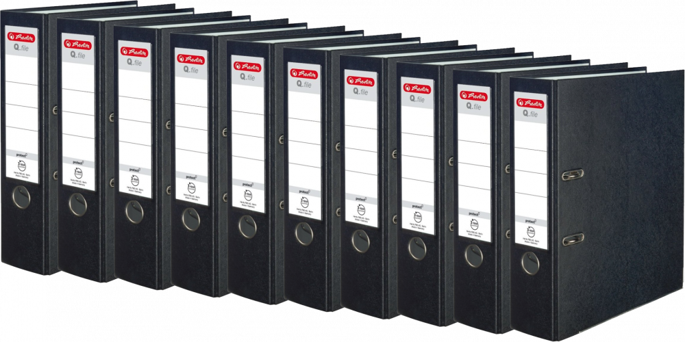 10x Segregator A4 Herlitz Q.file, 80mm, czarny