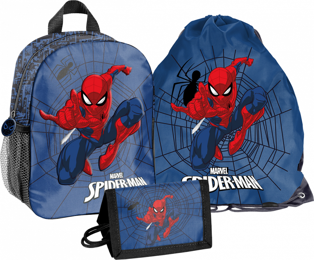 Zestaw: Plecak dla przedszkolaka + worek na buty + portfel Paso Spider-Man