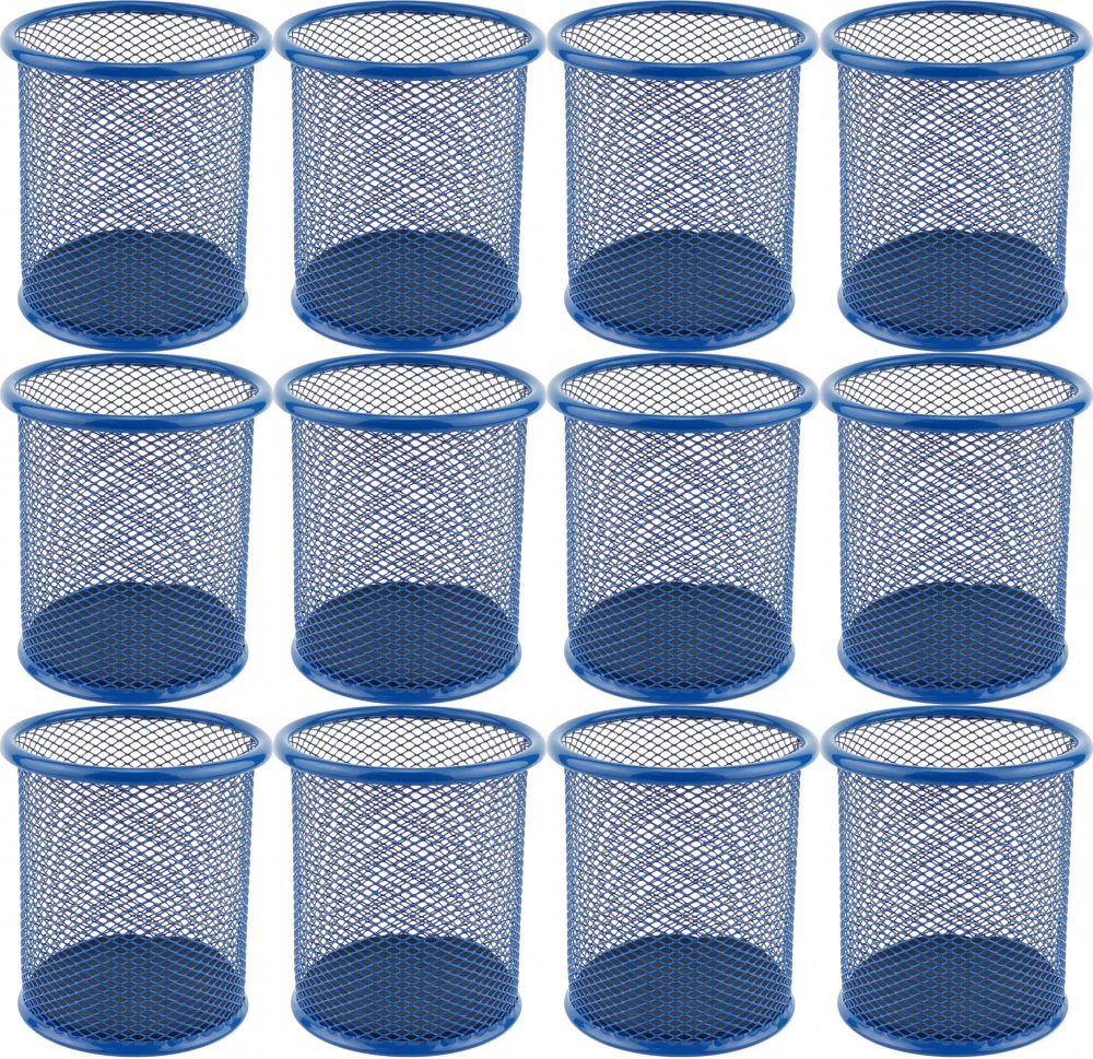 12x Kubek na długopisy Leviatan, metalowy (druciany), 98x91mm, granatowy