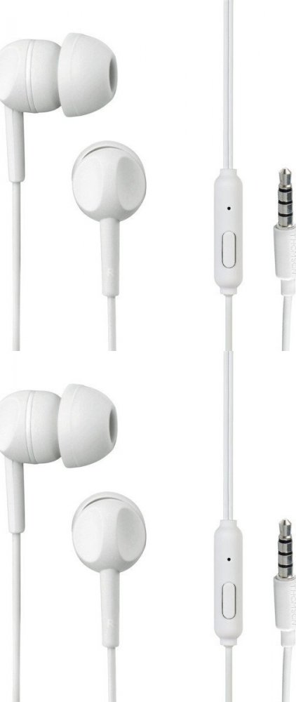 2x Słuchawki przewodowe dokanałowe Thomson EAR3005W, z mikrofonem, biały