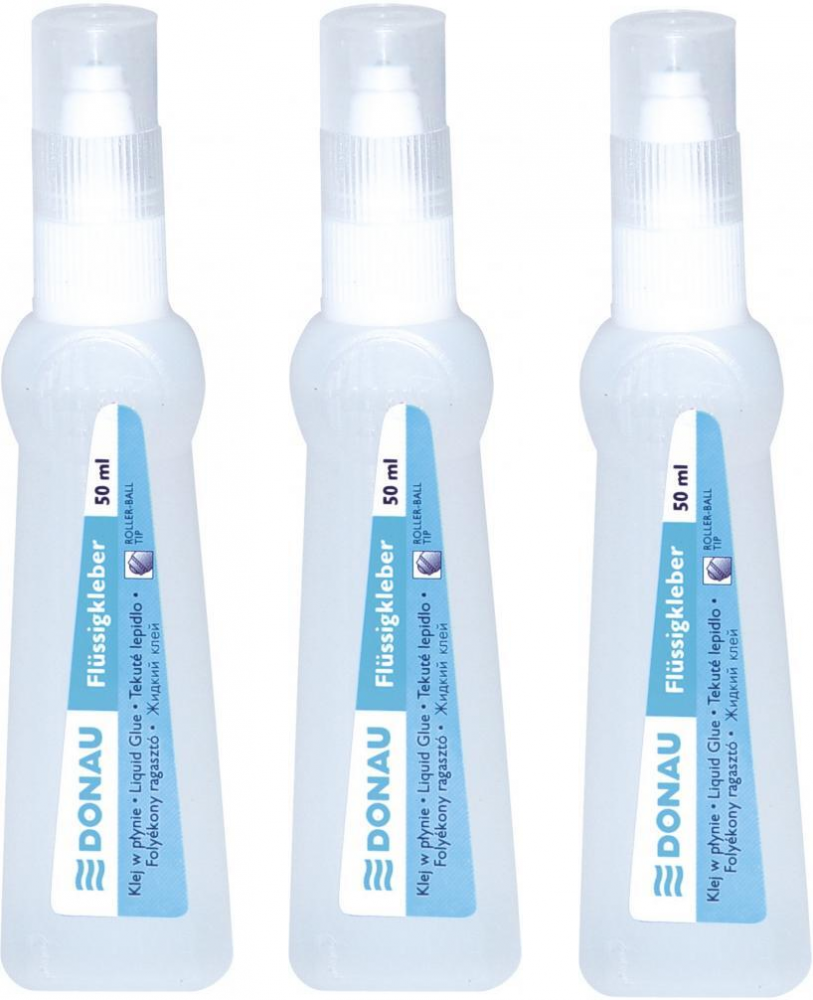 3x klej Donau Roller, w płynie, z metalową końcówką, 50ml