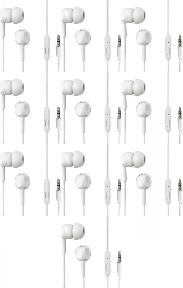 10x Słuchawki przewodowe dokanałowe Thomson EAR3005W, z mikrofonem, biały