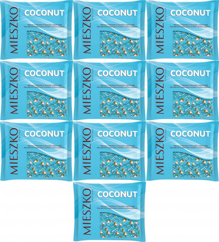 10x Praliny Mieszko Klejnoty Coconut, czekoladowy z nadzieniem kokosowym, 1kg