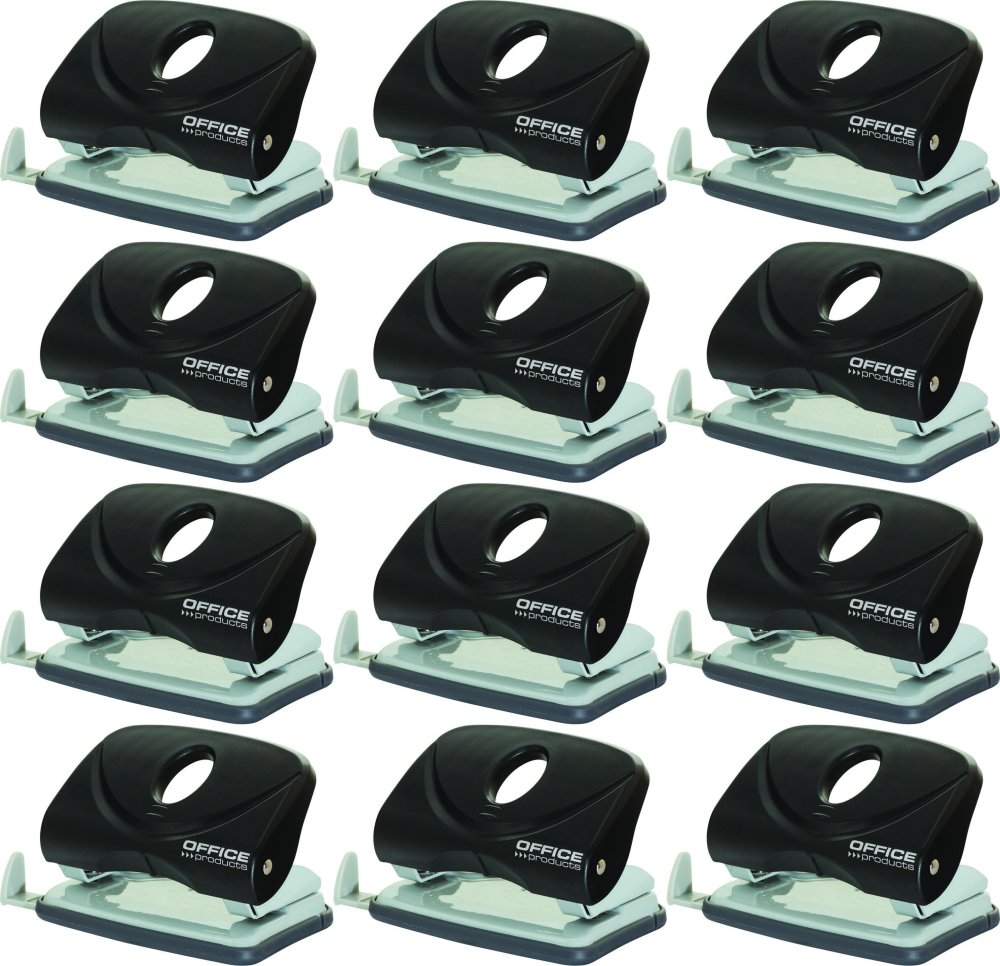 12x Dziurkacz Office Products, do 20 kartek, czarny