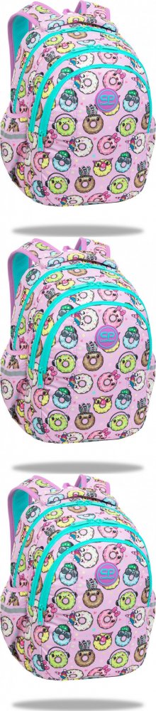 3x Plecak szkolny CoolPack Joy S Happy Donuts, trzykomorowy, 21l, 39x28x17cm, różowy
