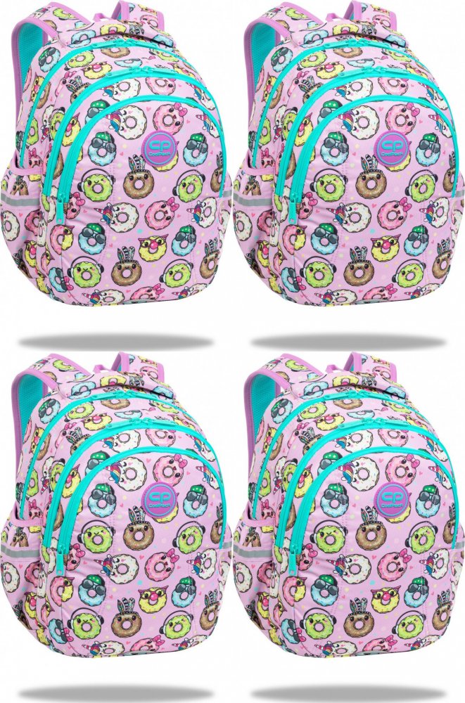 4x Plecak szkolny CoolPack Joy S Happy Donuts, trzykomorowy, 21l, 39x28x17cm, różowy