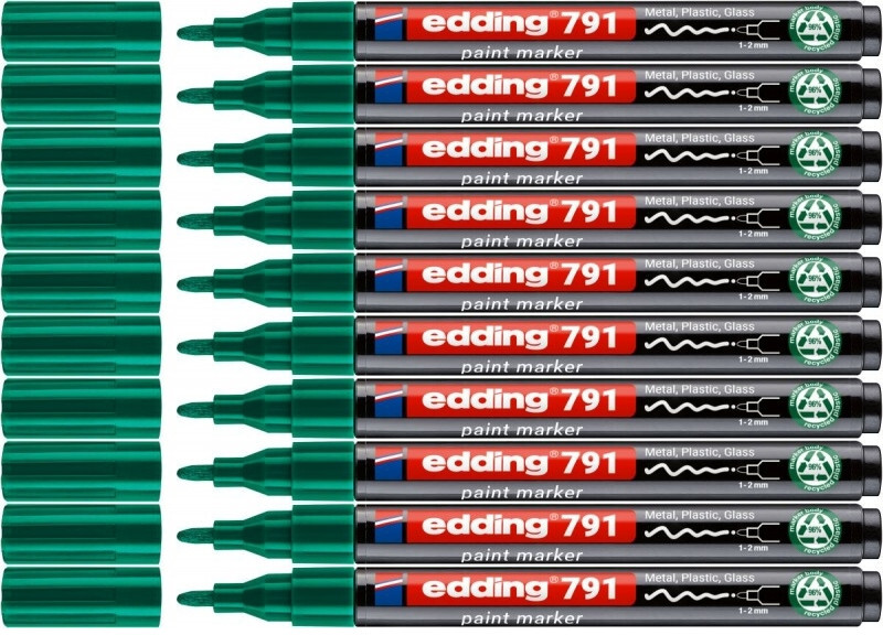 10x Marker olejowy edding e-791 PCR, okrągła, 1-2 mm, zielony