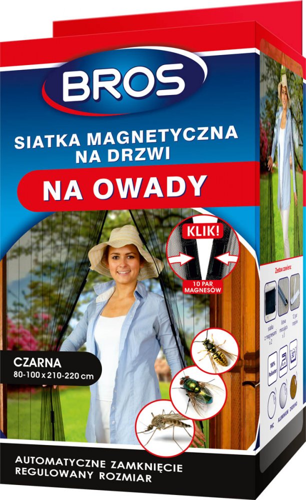 Siatka magnetyczna na drzwi Bros, 100x220cm, czarny