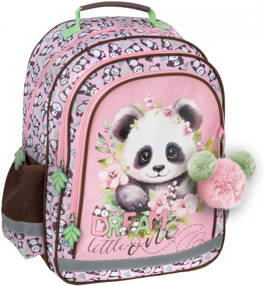 Plecak szkolny Derform 15 B Panda 10, dwukomorowy, 18l, 38x28x18cm