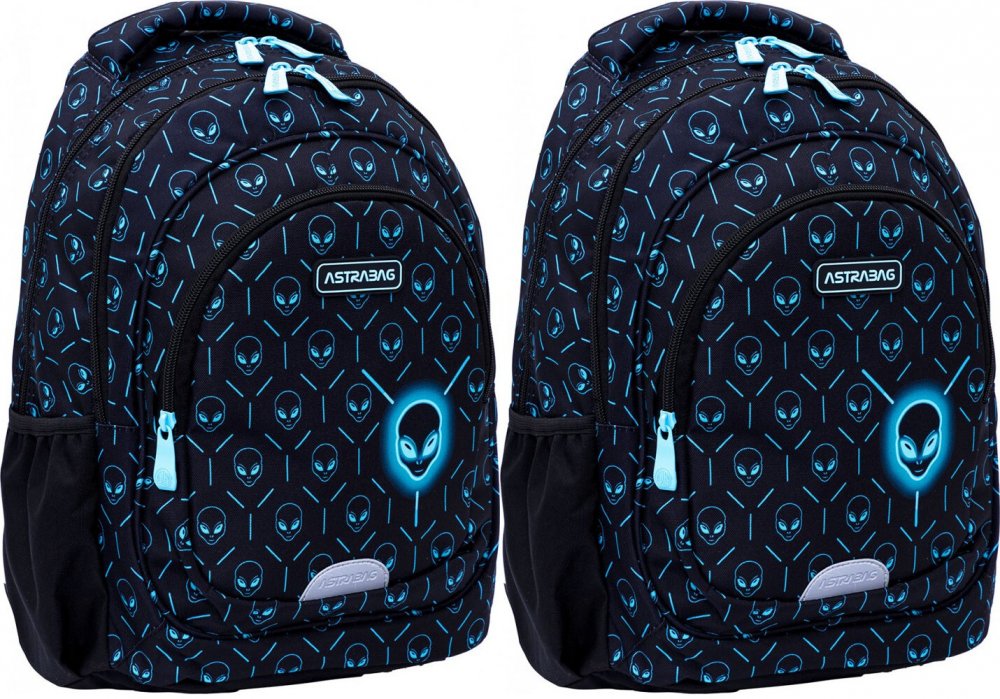 2x Plecak Astra Astrabag Neon UFO AB330, trzykomorowy, 20l