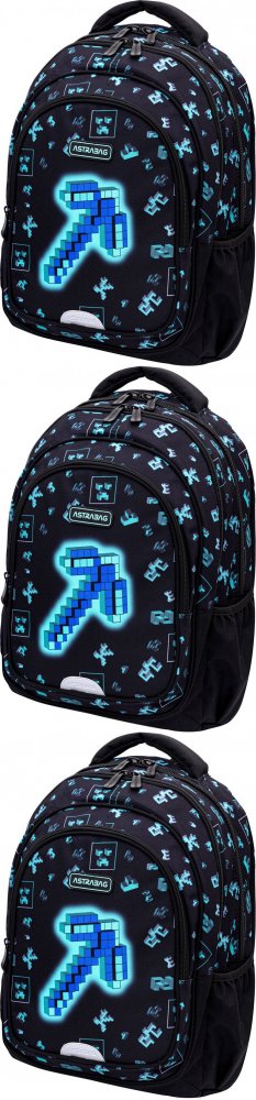 3x Plecak Astra Astrabag Dark Pixel AB330, trzykomorowy, 20l