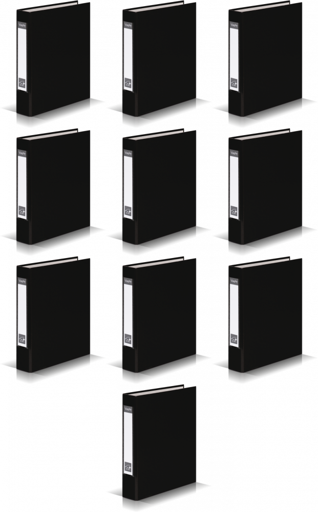 10x Segregator ringowy Vaupe, A5, szerokość grzbietu 40mm, 4 ringi, czarny