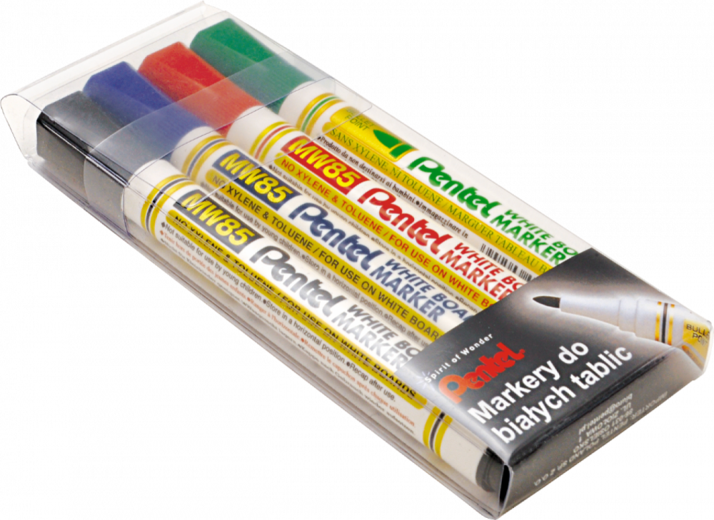 Marker suchościeralny Pentel MW-85, okrągła, 4.4mm, 4 sztuki, mx kolorów
