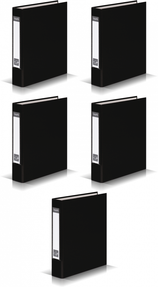 5x Segregator ringowy Vaupe, A5, szerokość grzbietu 40mm, 4 ringi, czarny
