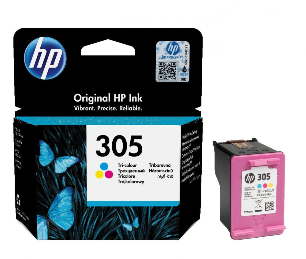 Tusz HP 305 (3YM60AE), 100 stron, CMY cyan (błękitny), magenta (purpurowy), yellow (żółty)
