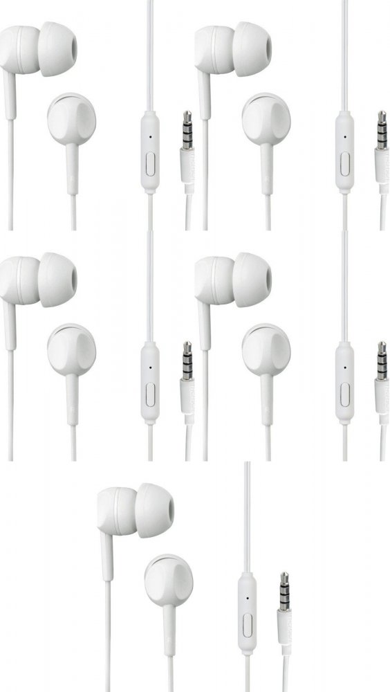 5x Słuchawki przewodowe dokanałowe Thomson EAR3005W, z mikrofonem, biały