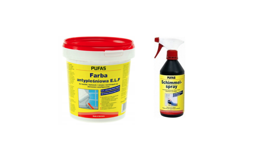Pufas środek pleśniobójczy 500 ml + Pufas farba biała antypleśniowa na pleśń i glony 0,75l