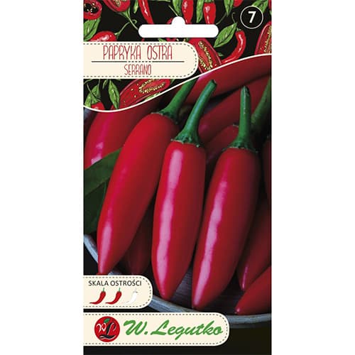 1 szt, Gewürzpaprika Serrano - Samen: Ilość w opakowaniu: 0.15 g