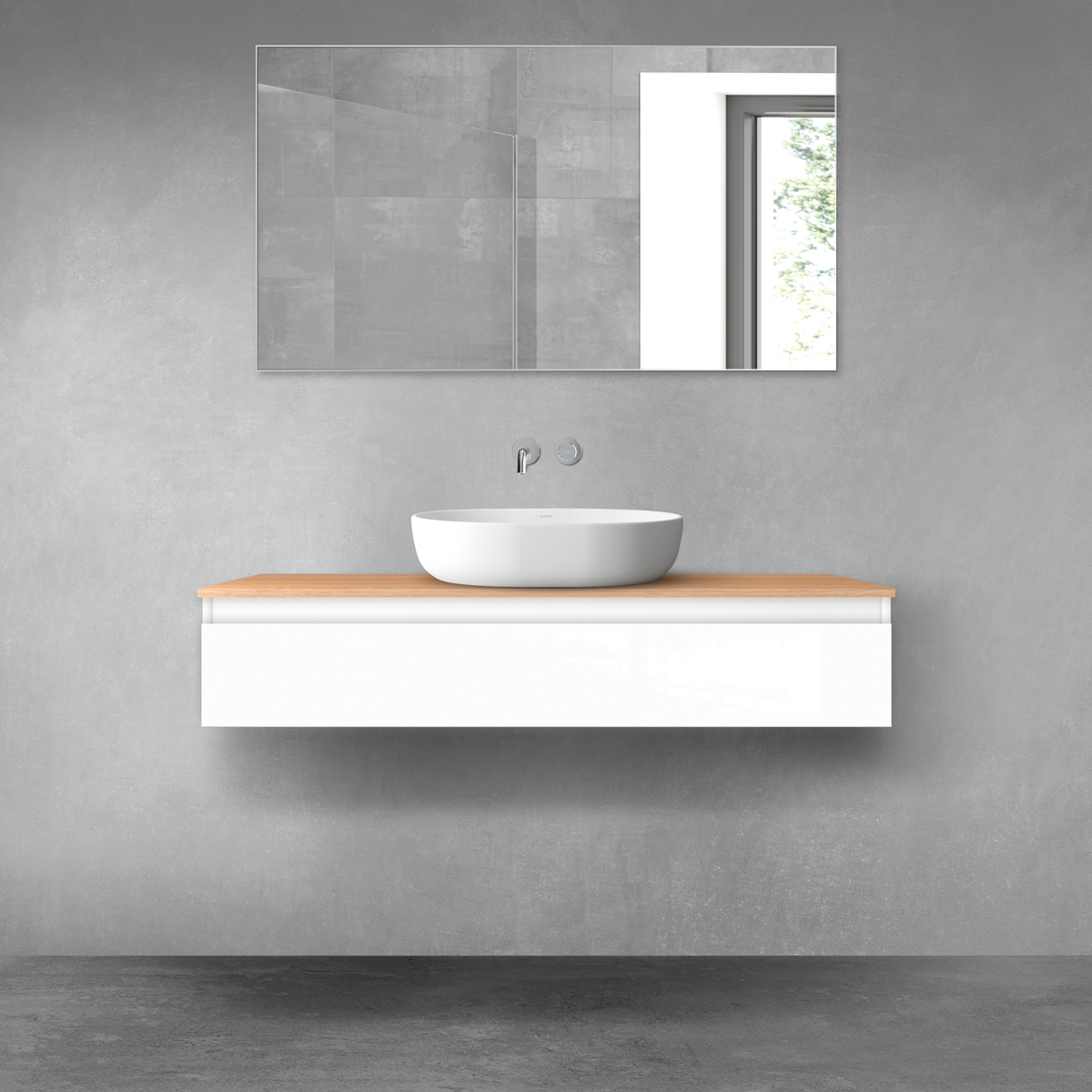 Oltens Vernal szafka 120 cm podumywalkowa wisząca biały połysk 60012000 - Wysyłka w 24h