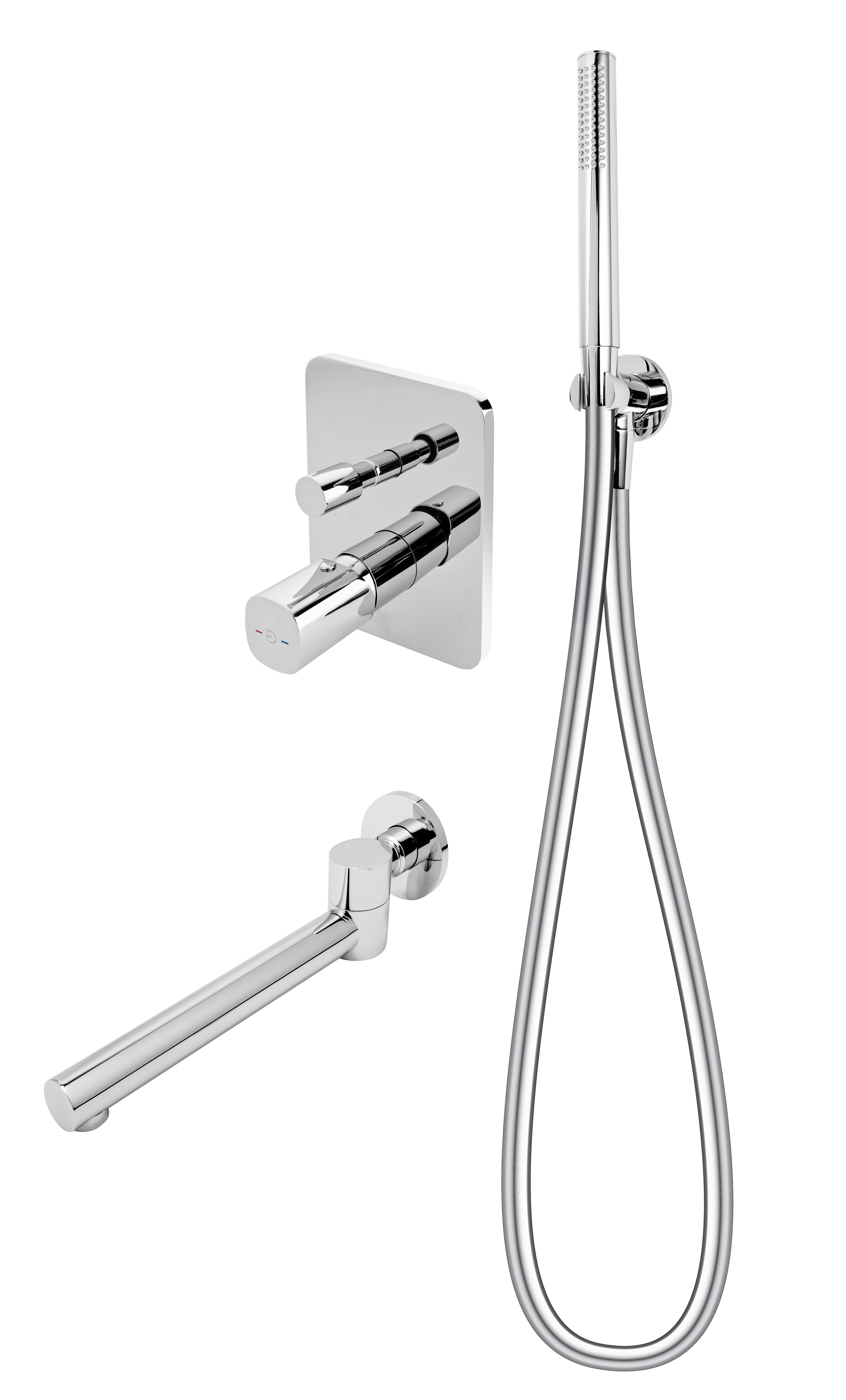 FDesign Meandro zestaw wannowo-prysznicowy podtynkowy z wylewką chrom FD1-MDR-7PSET1-11