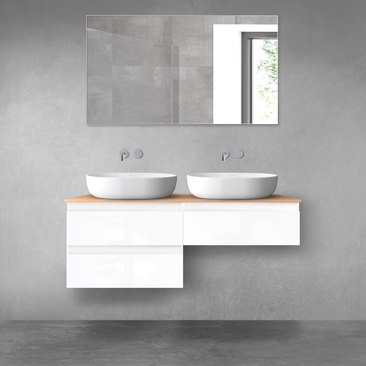 Oltens Vernal zestaw mebli łazienkowych 120 cm z blatem biały połysk/dąb 68235000 - Wysyłka w 24h