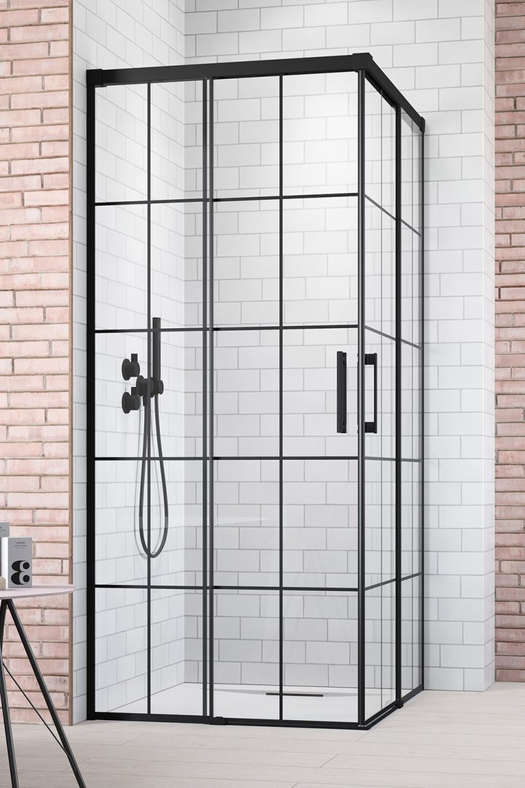 Radaway Idea Black KDD Factory drzwi prysznicowe 120 cm rozsuwane czarny mat/szkło przezroczyste 387064-54-55R