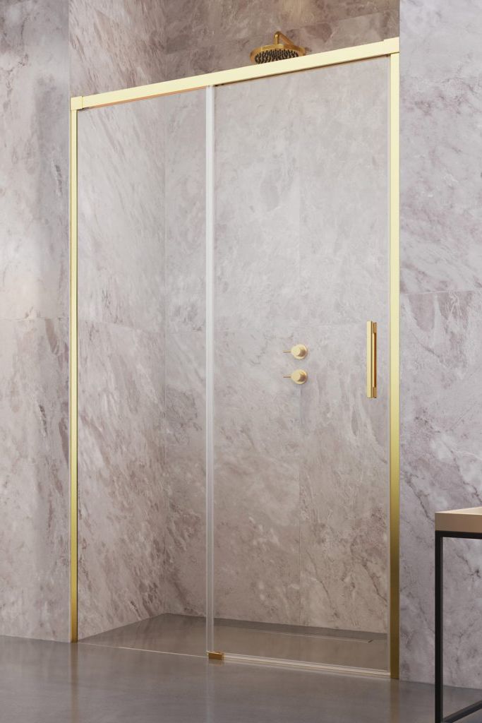 Radaway Idea Gold DWJ drzwi prysznicowe 130 cm lewe złoty połysk/szkło przezroczyste 387017-09-01L