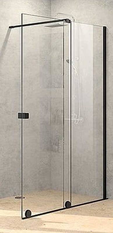 Hüppe Xtensa Pure 4-kąt drzwi prysznicowe 180 cm prawe czarny mat/szkło przezroczyste Anti-Plaque XT0209.123.322