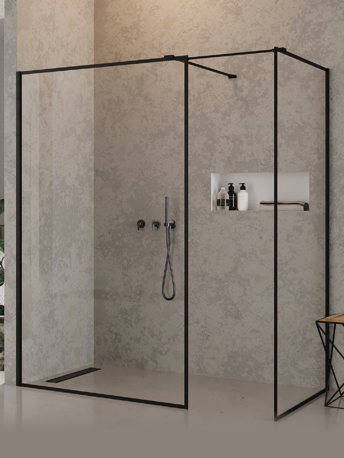 New Trendy New Modus Black kabina prysznicowa walk-in 150x90 cm czarny mat/szkło przezroczyste EXK-5665