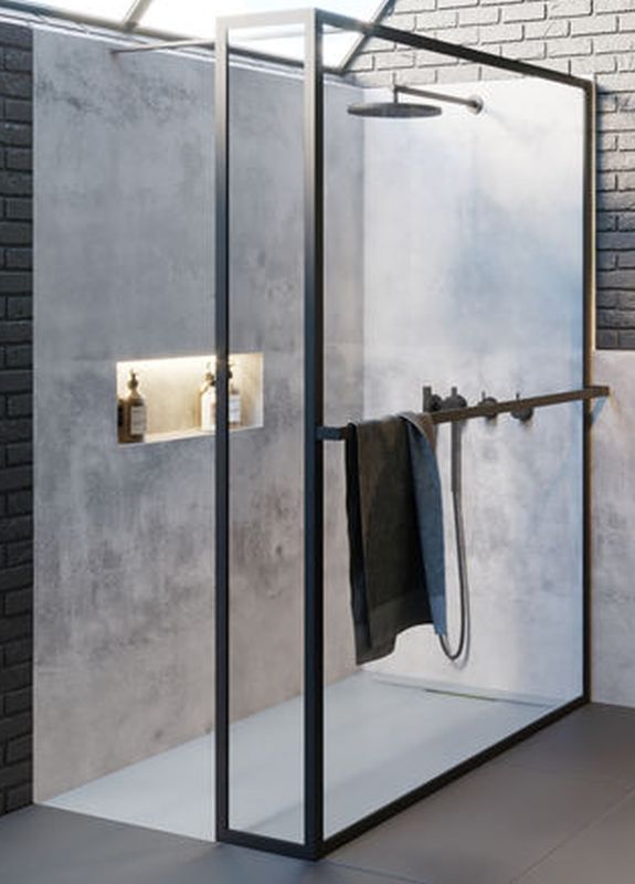 Riho Lucid GD402 Walk-In kabina prysznicowa 100x30 cm wolnostojąca czarny mat/szkło przezroczyste G005034121