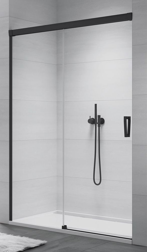 SanSwiss Cadura drzwi prysznicowe 110 cm rozsuwane czarny mat/szkło przezroczyste CAS2G1100607