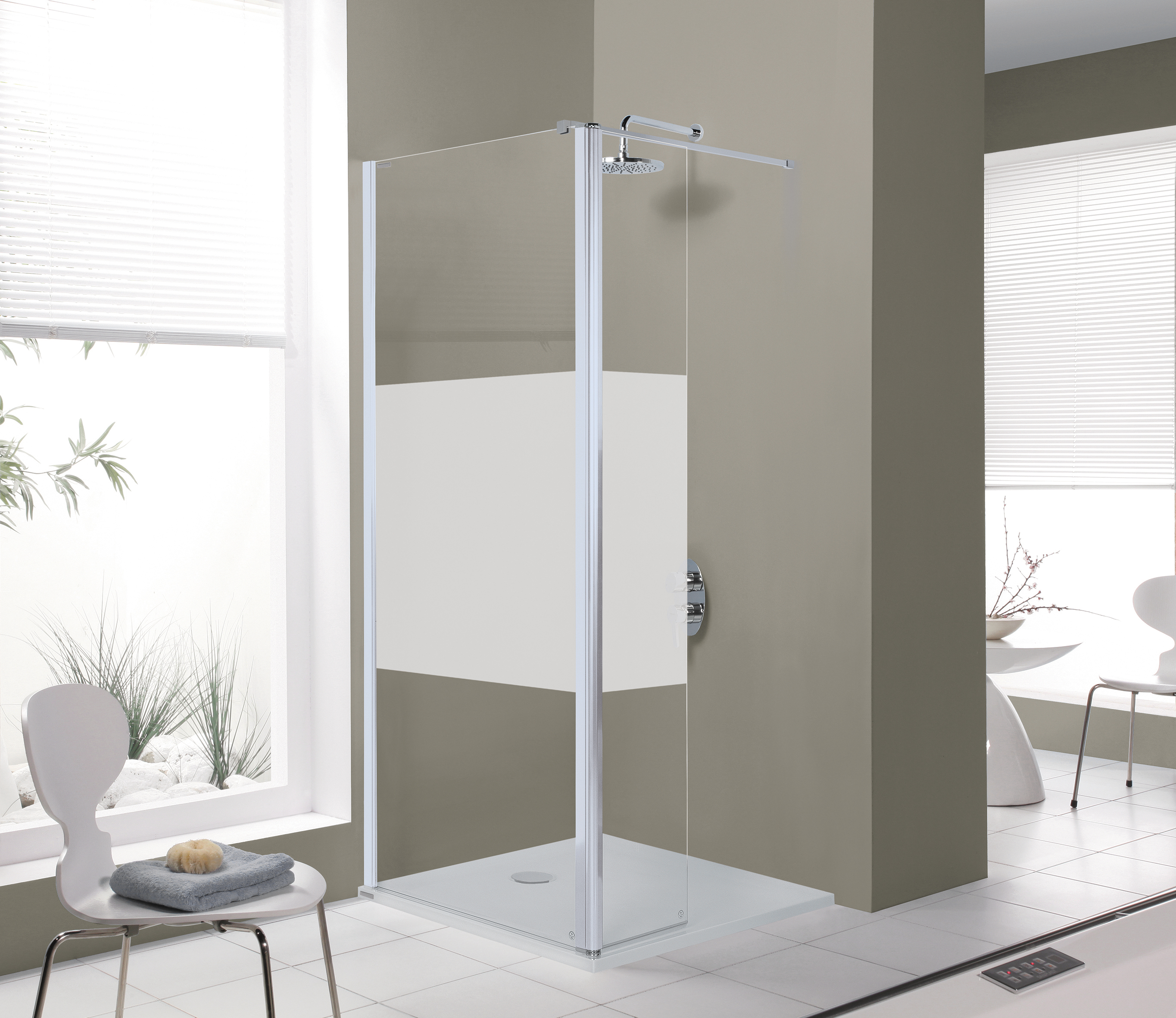 Sanplast Exa Line kabina prysznicowa walk-in 80x33,5 cm biały mat/szkło ze wzorem 600-540-0970-24-201