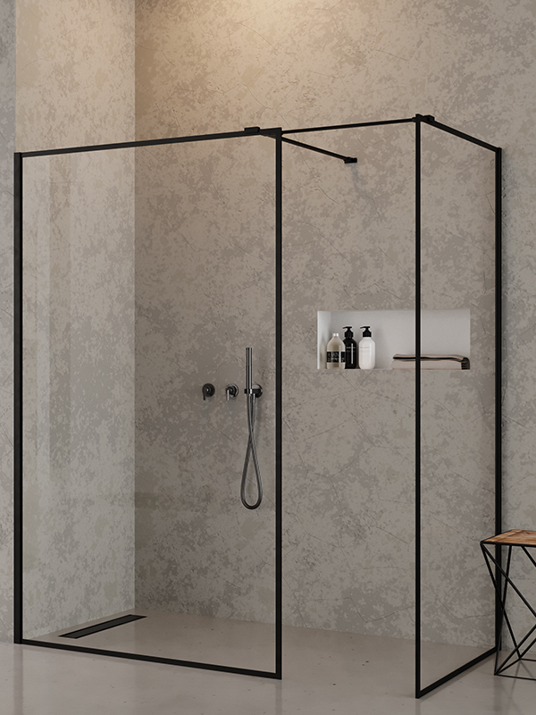 New Trendy New Modus Black kabina prysznicowa walk-in 150x90 cm prostokątna czarny mat/szkło przezroczyste EXK-0122 - Wysyłka w 24h