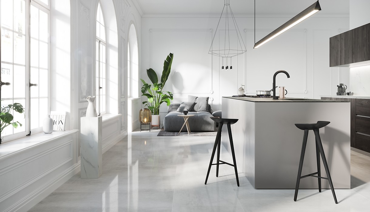 Opoczno Grava white skirting listwa ścienno-podłogowa 7,2x59,8 cm biały mat