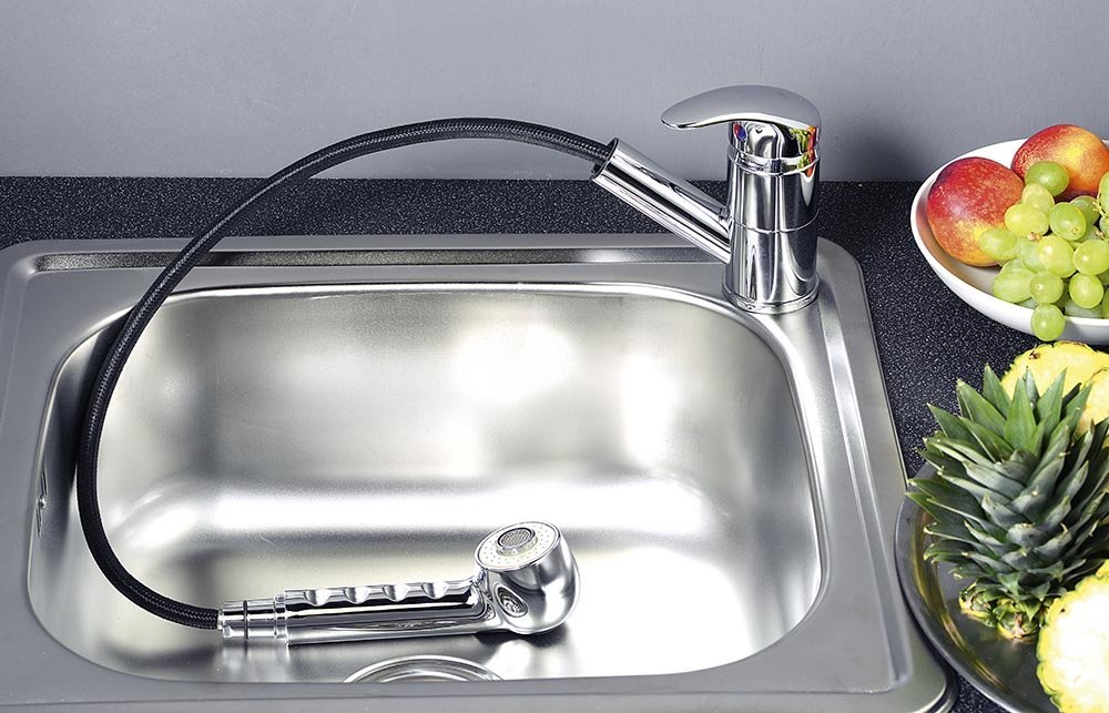 Aqualine Kasiopea bateria kuchenna stojąca z wyciąganą wylewką chrom 1107-70
