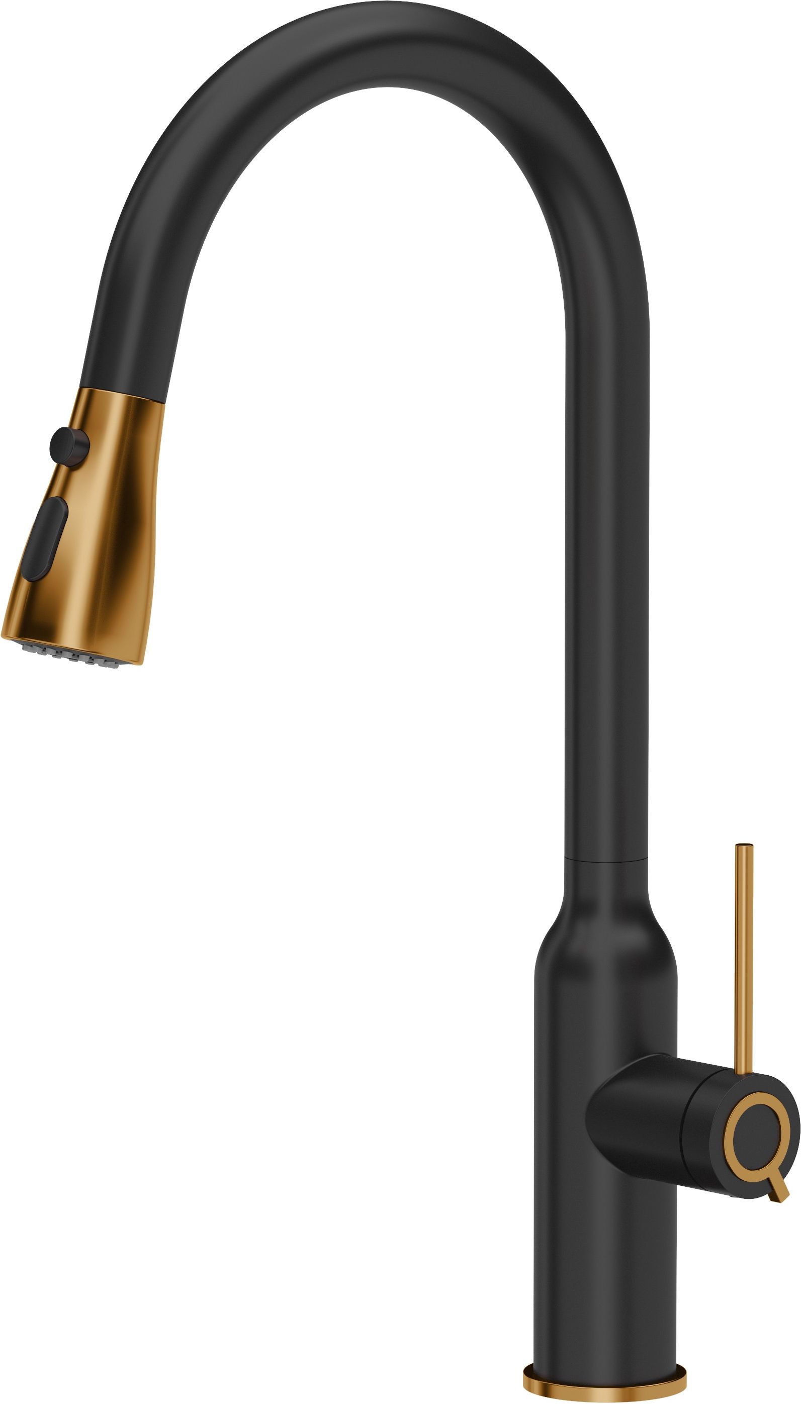 Quadron Jessica Q Line Very Black bateria kuchenna stojąca z wyciąganą wylewką czarny mat/miedziany 3573591_BLMPVDC1