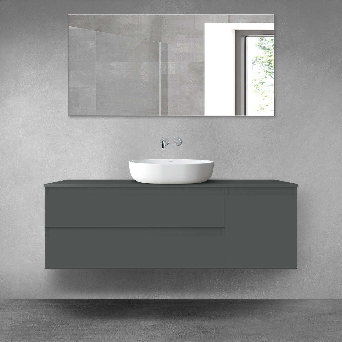 Oltens Vernal zestaw mebli łazienkowych 140 cm z blatem grafit mat 68261400 - Wysyłka w 24h