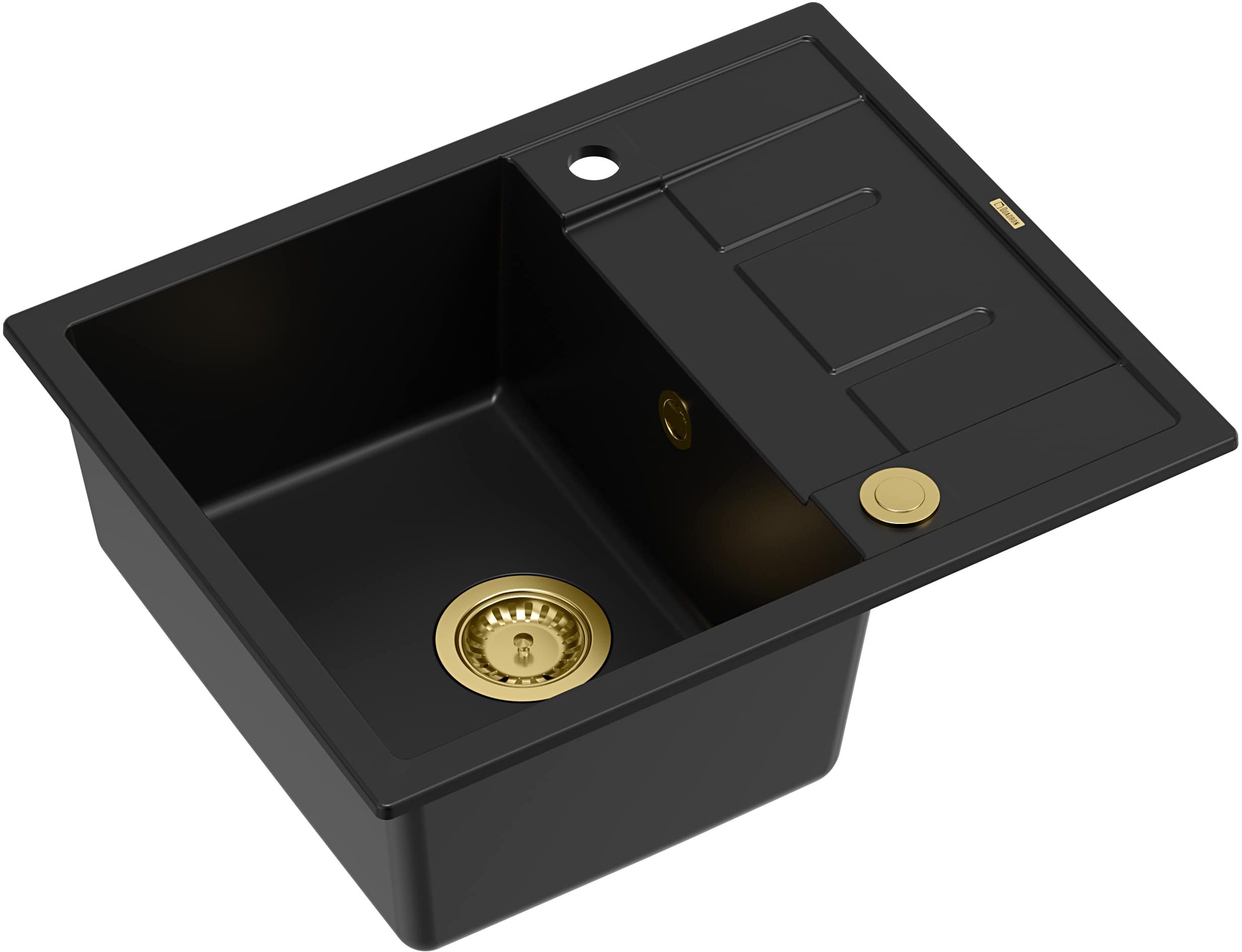 Quadron Morgan 116 zlewozmywak 62x50 cm wpuszczany GraniteQ pure carbon/złoty HB8210U7-G1_P2O - Wysyłka w 24h