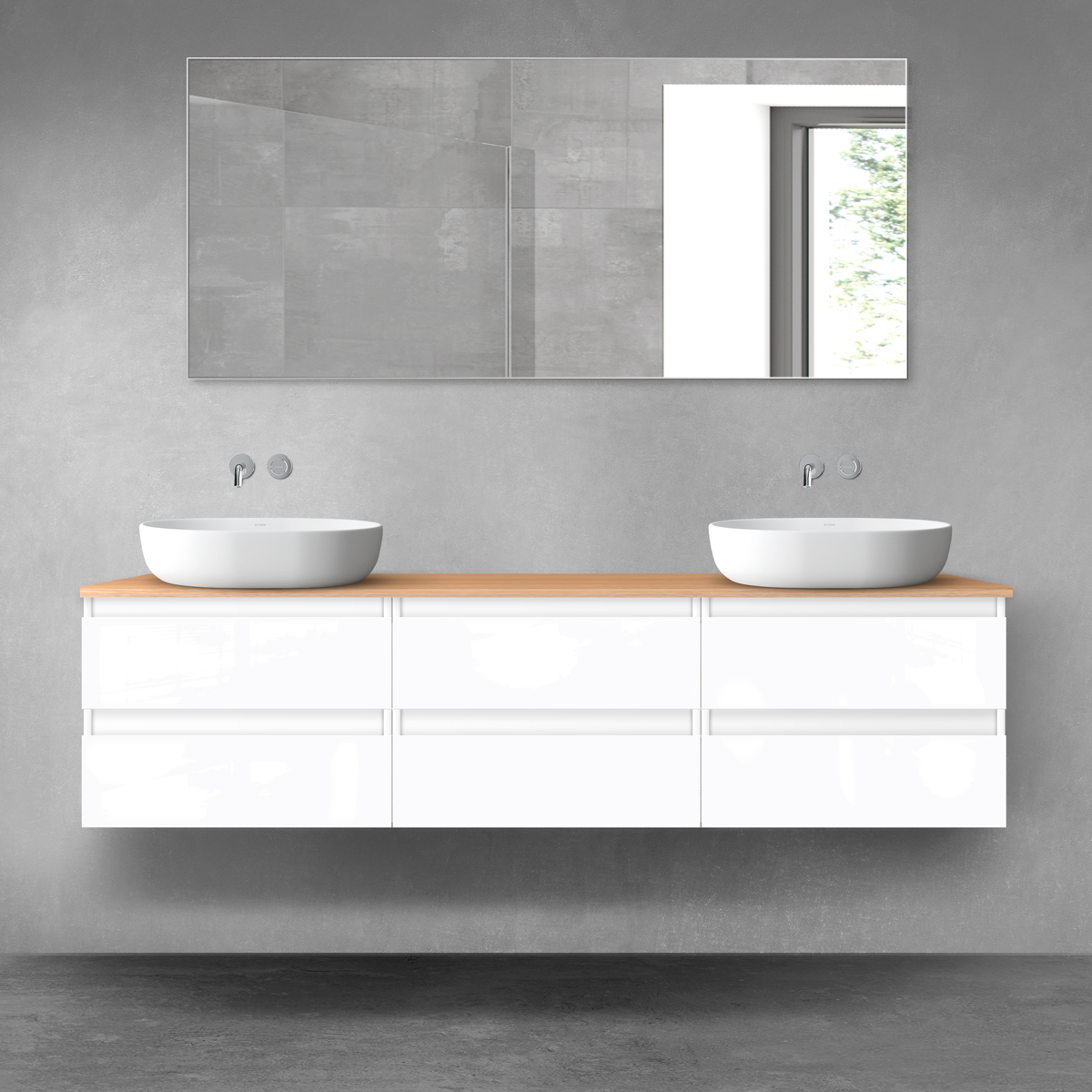 Oltens Vernal zestaw mebli łazienkowych 180 cm z blatem biały połysk/dąb 68496000 - Wysyłka w 24h