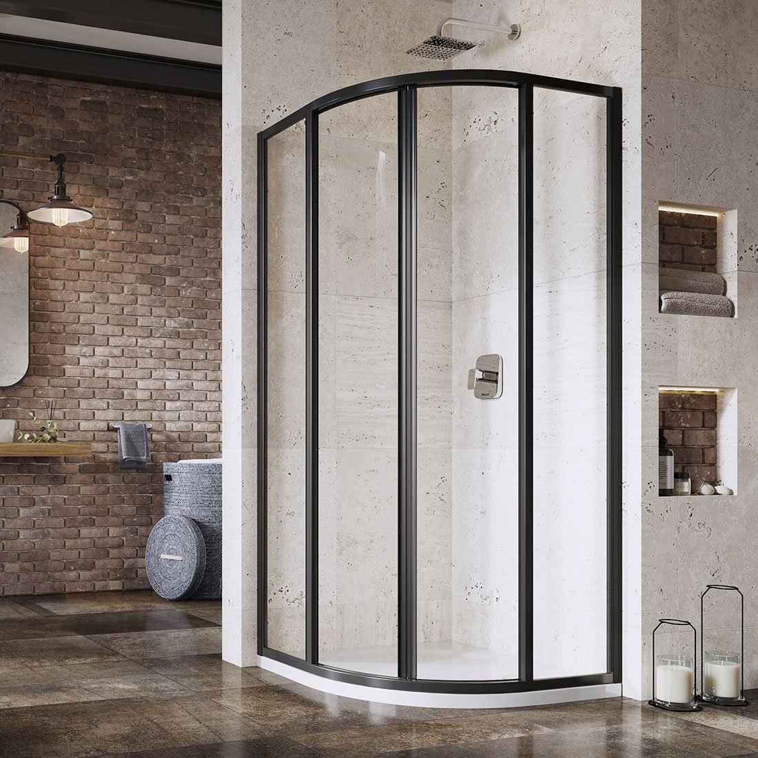 Ravak Supernova SKCP4-80 kabina prysznicowa 80x80 cm półokrągła czarny mat/szkło przezroczyste 3114O302Z1