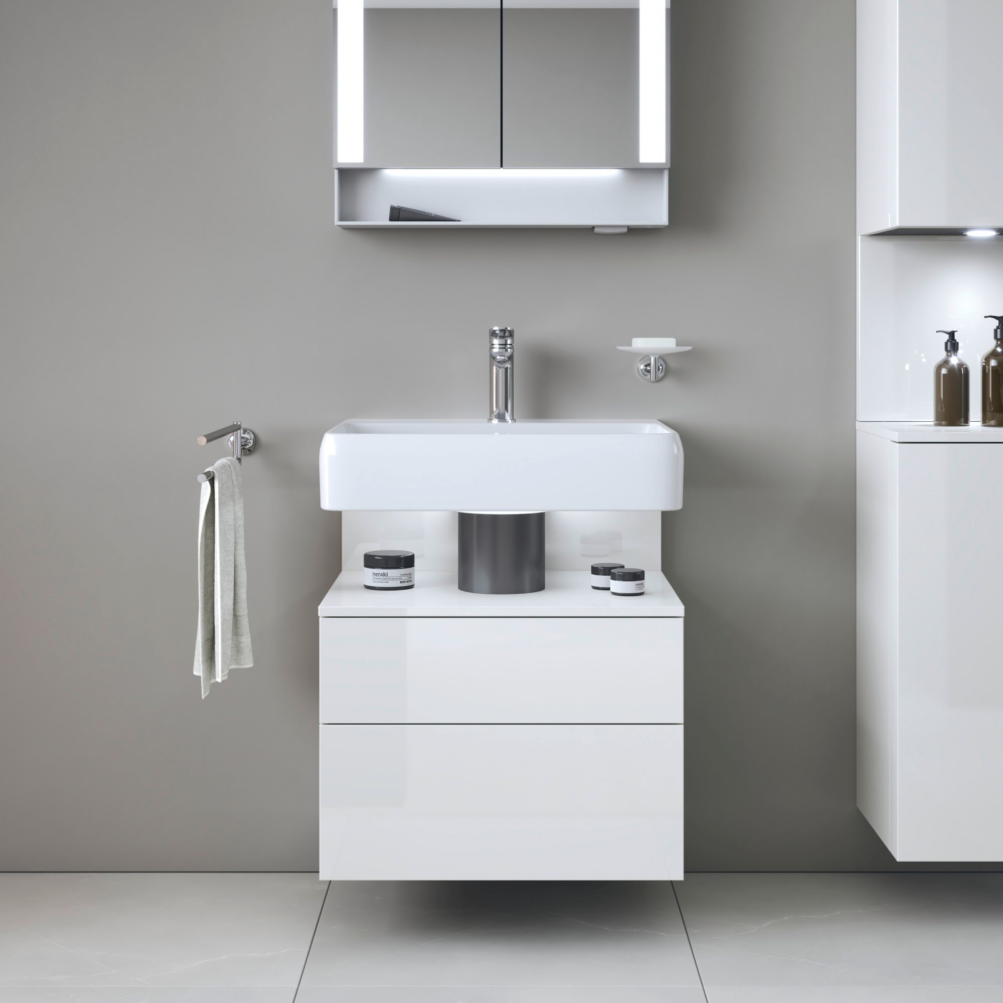 Duravit Qatego szafka 60 cm podumywalkowa wisząca biały połysk QA4393022220010 - Wysyłka w 24h